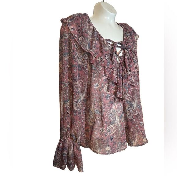 Show Me Your Mumu Ruffle Paisley Elton Blouse - Picture 1 of 11